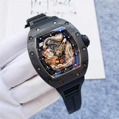 Carbon Sports Watch Black Rubber Eagle Black Dial- Luxury Watch