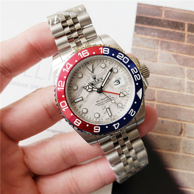 Pilot Watch II Multi-Link Moon Dial (Blue and Red) - Luxury Watch