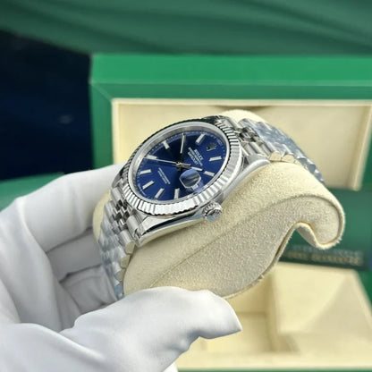 36mm Stainless Steel Blue Dial- Luxury Watch