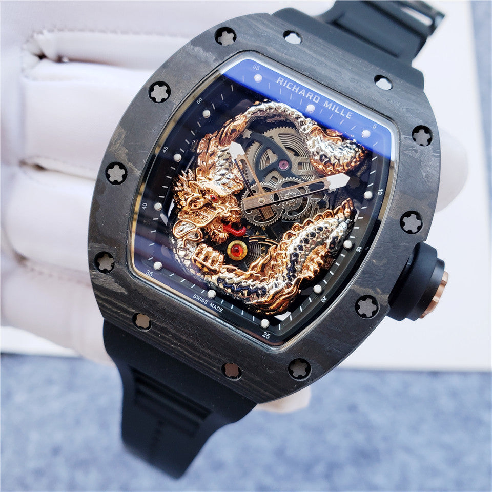 Carbon Sports Watch Black Rubber Eagle Black Dial- Luxury Watch