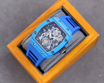 Carbon Sports Watch Blue Rubber Black Dial- Luxury Watch