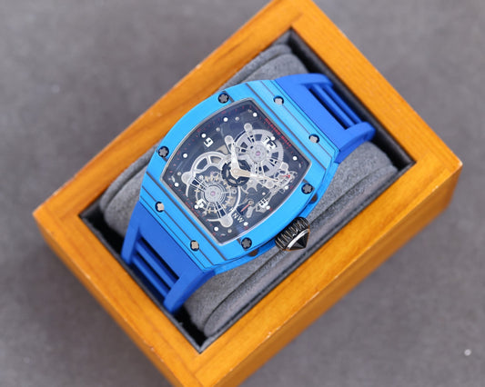 Carbon Sports Watch Blue Rubber Black Dial- Luxury Watch