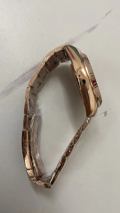 Rose Gold Three-Link Bracelet (Chocolate Dial) - Luxury Watch