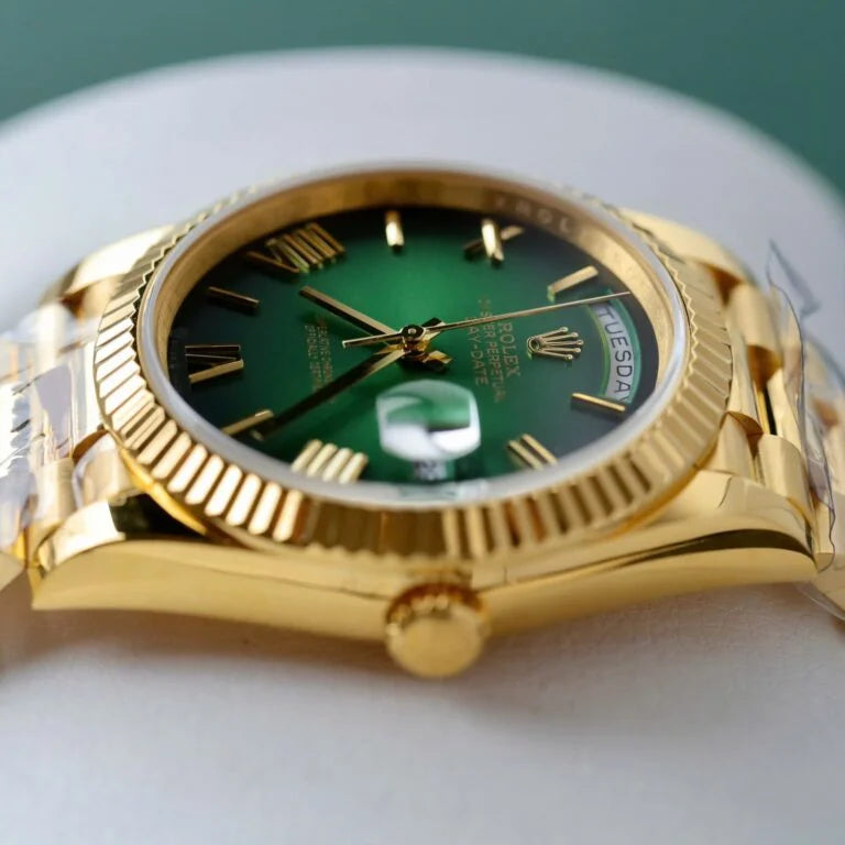 Day Week 40 Yellow Gold Green gradient fade Dial - Luxury Watch