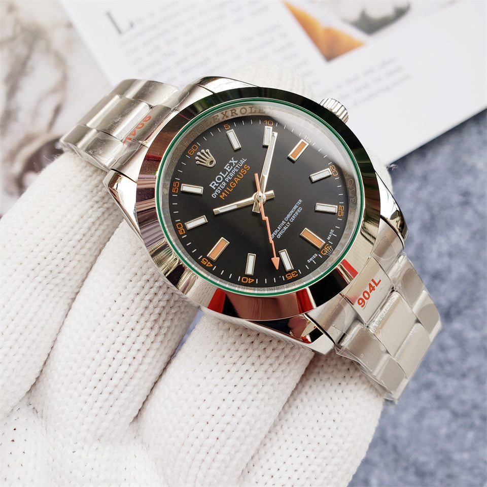41mm Stainless Steel Three-Link Bracelet black Dial- Luxury Watch