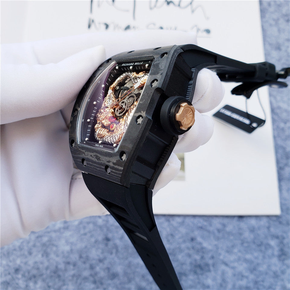Carbon Sports Watch Black Rubber Eagle Black Dial- Luxury Watch