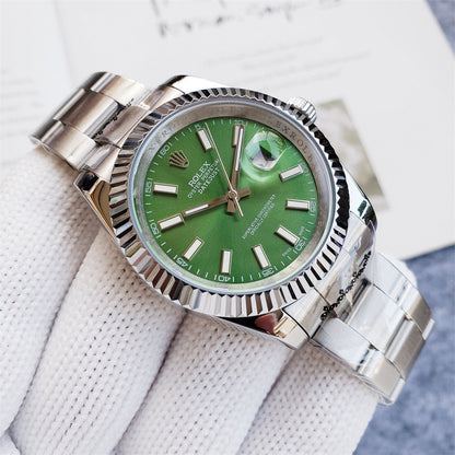 41mm Stainless Steel Green Dial Three-Link Bracelet - Luxury Watch