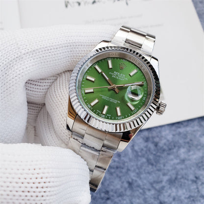 41mm Stainless Steel Green Dial Three-Link Bracelet - Luxury Watch