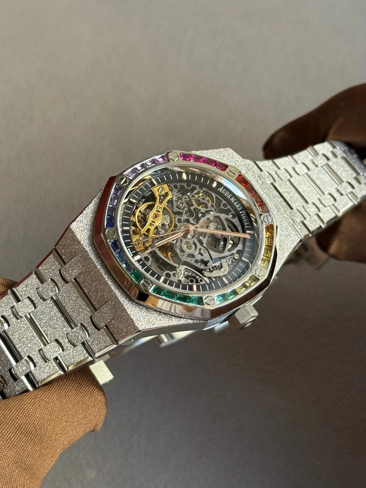 Rainbow Octagon Stainless Steel (Open Work Dial) - Luxury Watch