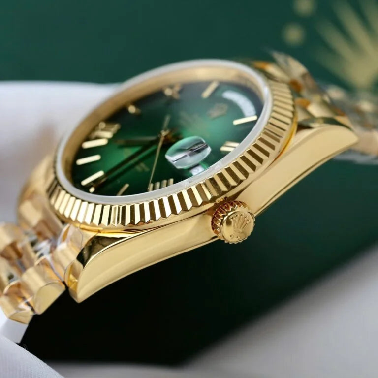 Day Week 40 Yellow Gold Green gradient fade Dial - Luxury Watch