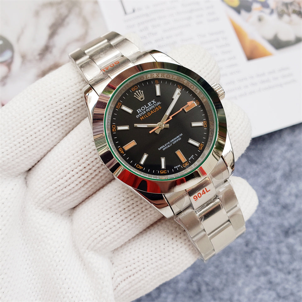 41mm Stainless Steel Three-Link Bracelet black Dial- Luxury Watch