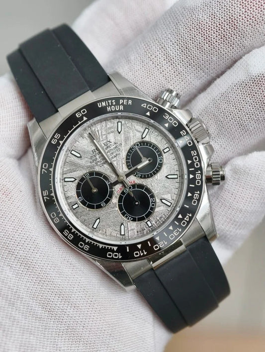 Stainless steel rubber (White Moon Dial) - Luxury Watch