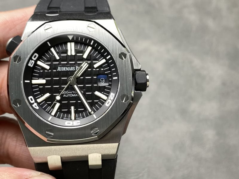 Stainless Steel 41mm Black Strap Black Dial