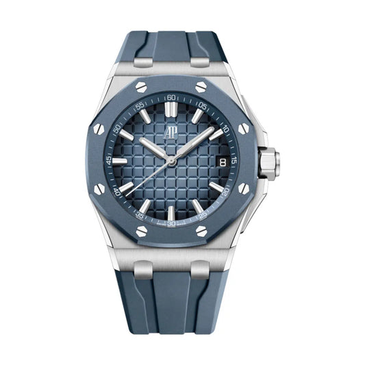 Octagon Stainless steel Blue Ceramic (Blue Dial / Black strap) - Luxury Watch