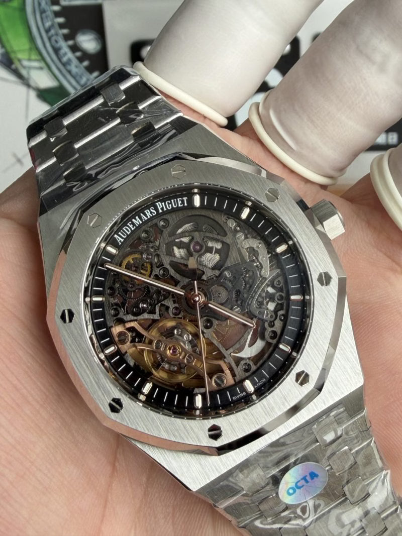 41mm Stainless Steel (Black openworked dial) - Luxury Watch