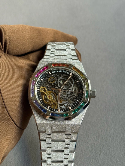 Rainbow Octagon Stainless Steel (Open Work Dial) - Luxury Watch