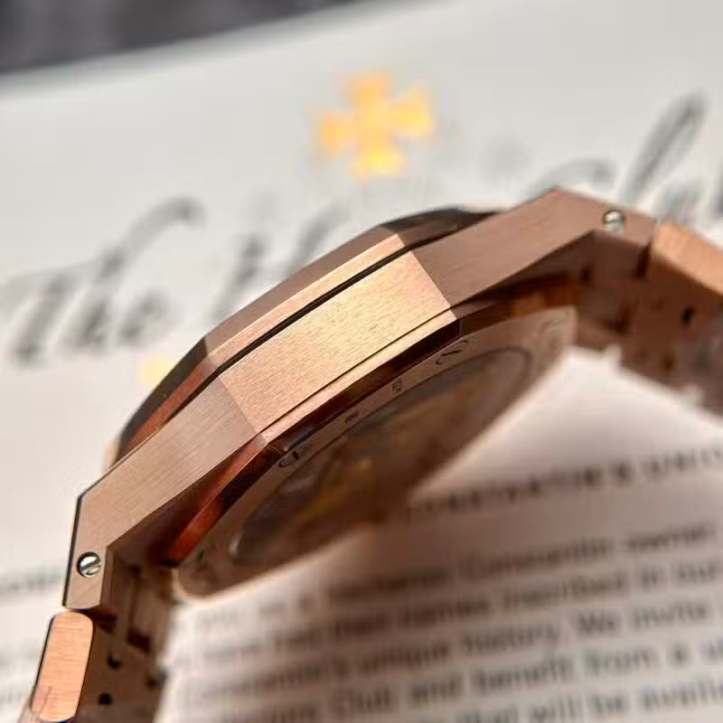 Octagon Rosegold Stainless Steel (White Dial) - Luxury Watch