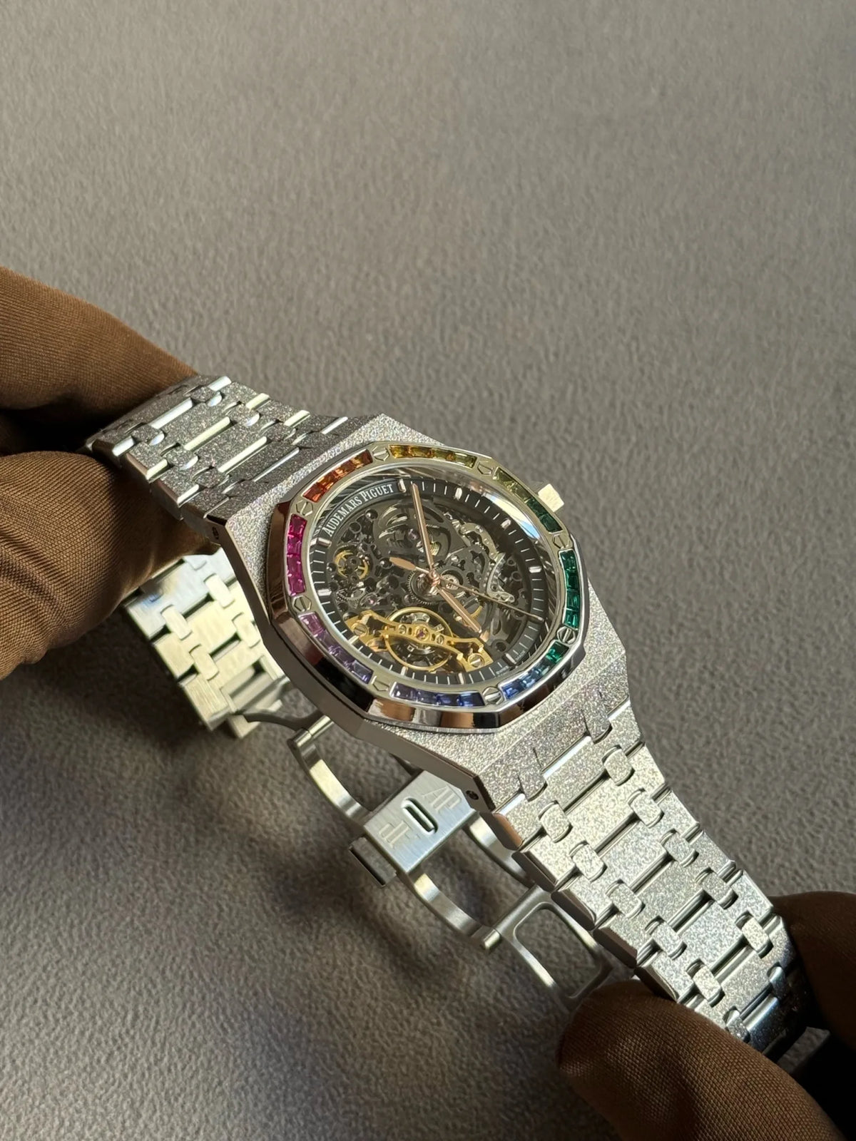 Rainbow Octagon Stainless Steel (Open Work Dial) - Luxury Watch