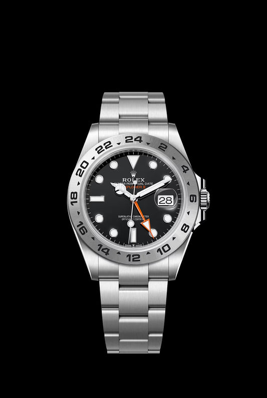 40mm Stainless Steel Three-Link Bracelet Black Dial- Luxury Watch