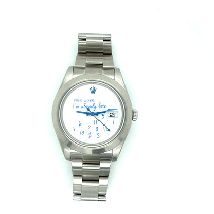 41mm Stainless Steel Multi-Link Bracelet White and Blue Dial- Luxury Watch