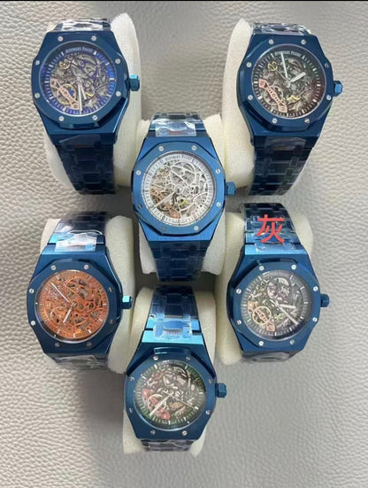 Octagon Stainless Steel Blue Ceramic ( OpenWorked Dial) - Luxury Watch