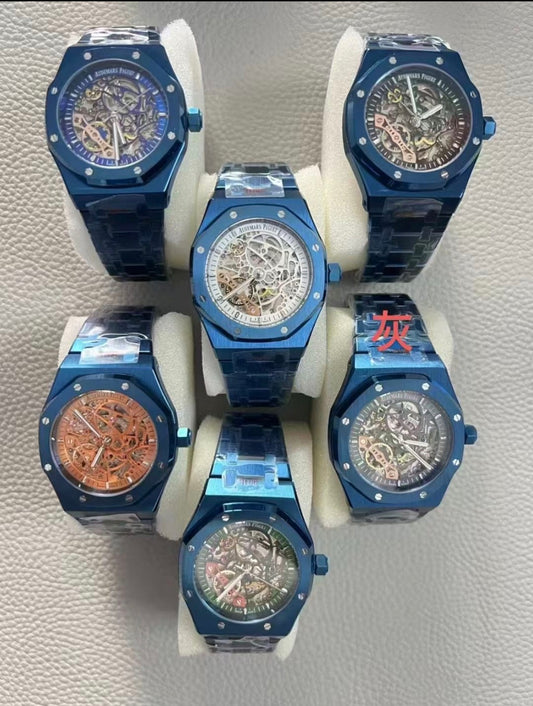 Octagon Stainless Steel Blue Ceramic ( OpenWorked Dial) - Luxury Watch
