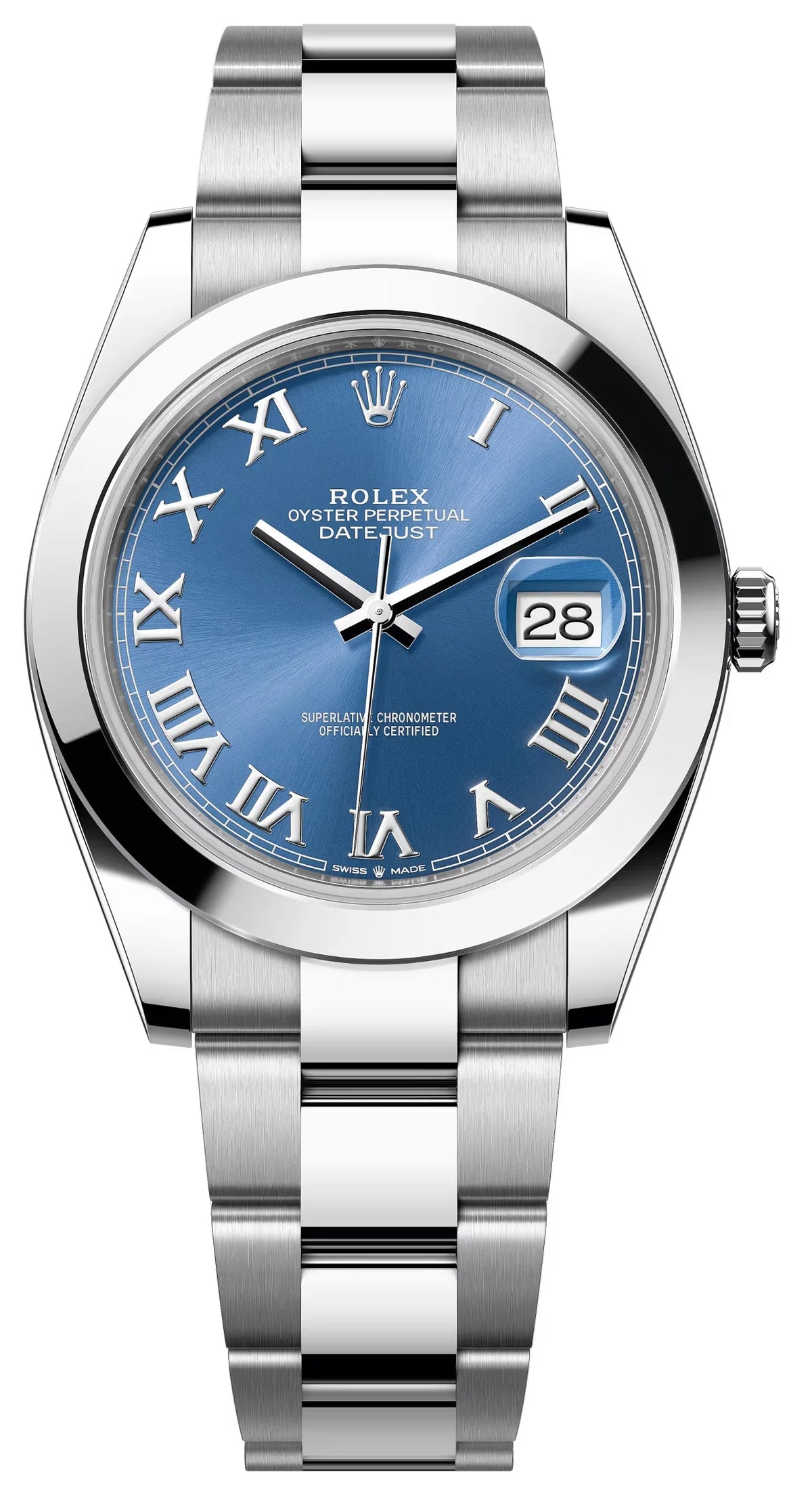 41mm Stainless Steel Three-Link Bracelet Blue Dial- Luxury Watch