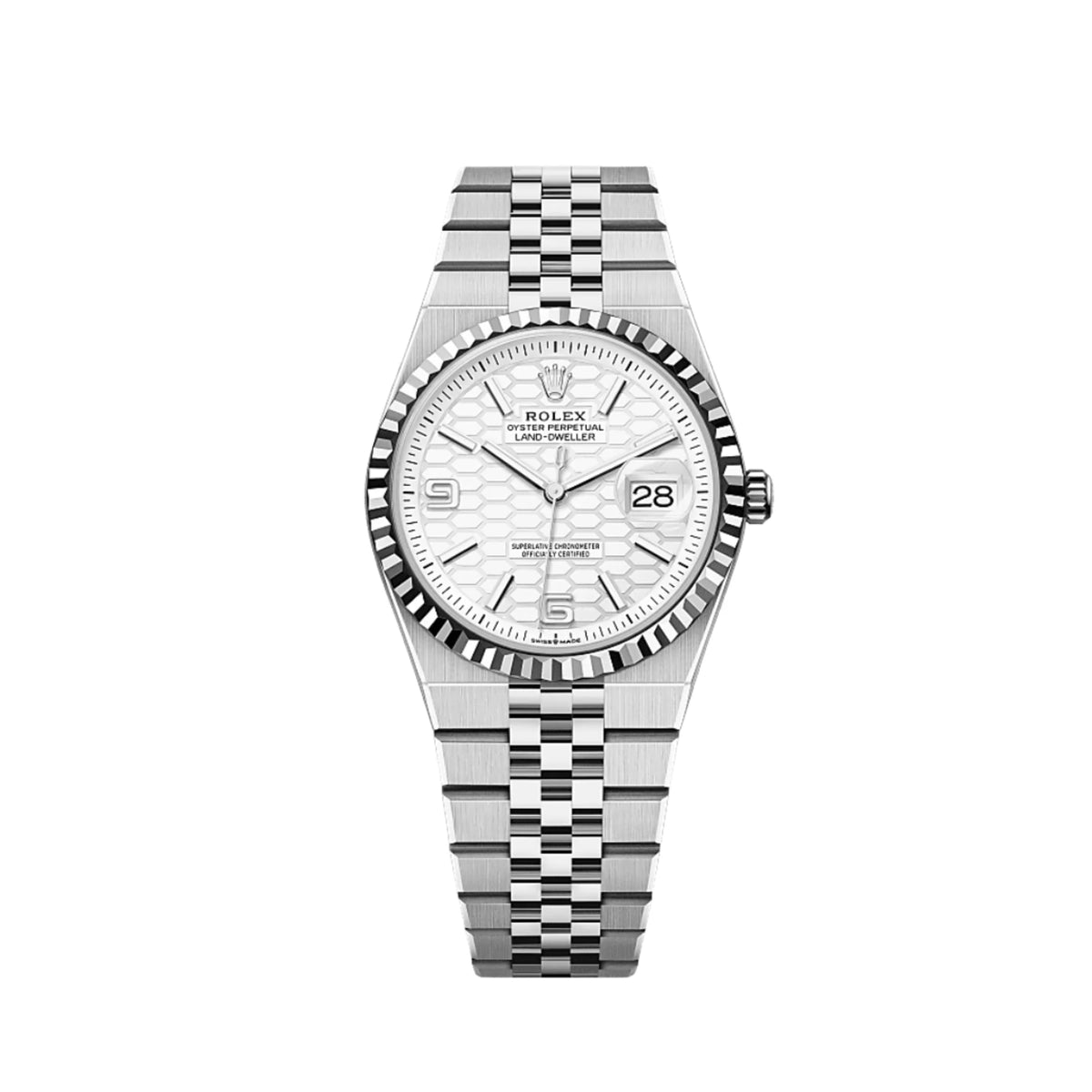40mm Stainless Steel Three-Link Bracelet White Dial- Luxury Watch