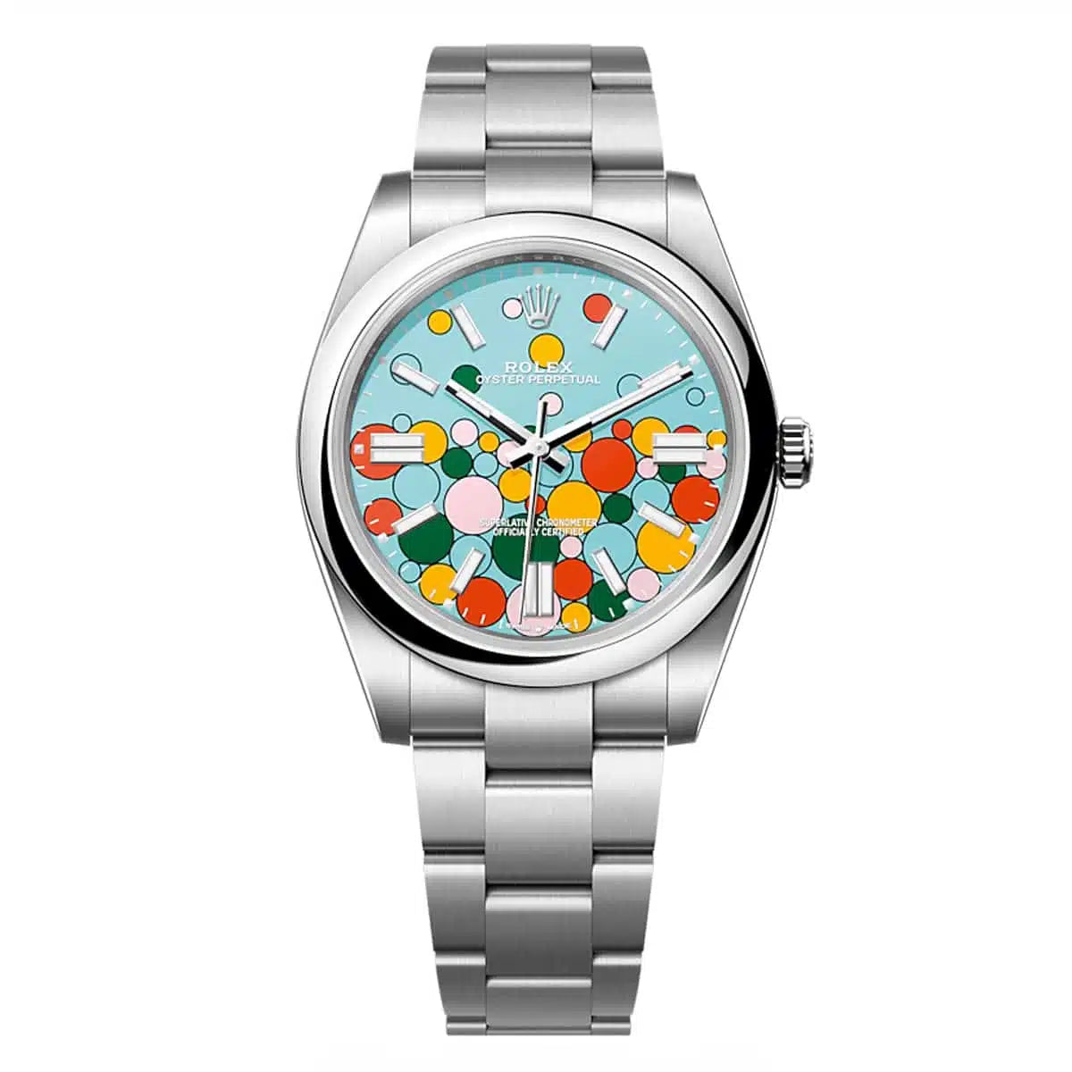 41mm Stainless Steel Three-Link Bracelet Baby Blue Dial- Luxury Watch