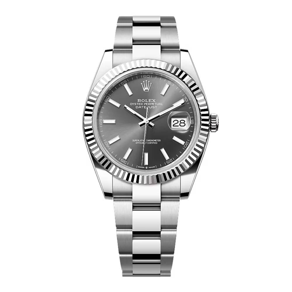 41mm Stainless Steel Three-Link Bracelet black Gray Dial- Luxury Watch