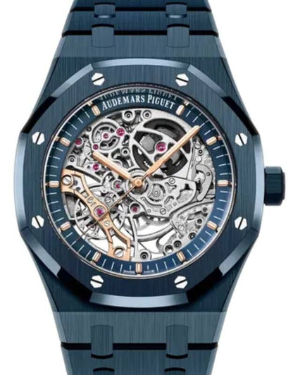 Octagon Stainless Steel Blue Ceramic ( OpenWorked Dial) - Luxury Watch