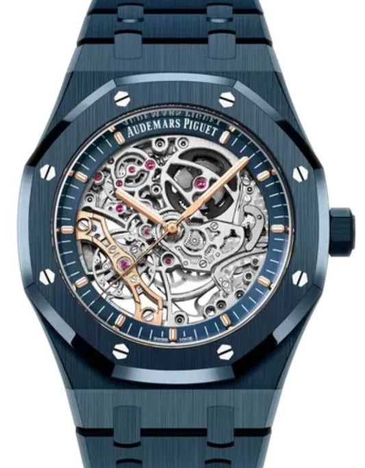 Octagon Stainless Steel Blue Ceramic ( OpenWorked Dial) - Luxury Watch