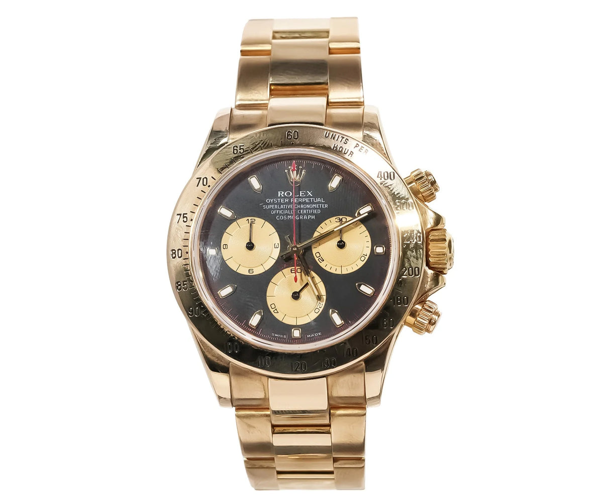 Stainless Steel Yellow Gold 3-Link Bracelet (Black Dial) - Luxury Watch