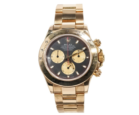 Stainless Steel Yellow Gold 3-Link Bracelet (Black Dial) - Luxury Watch