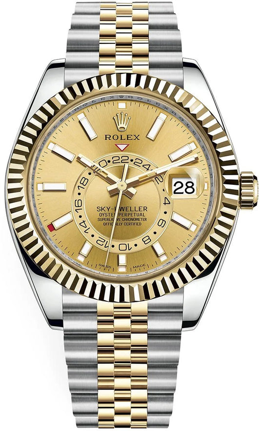 Stainless Steel & Yellow Gold Multi-Link Bracelet (Champagne Dial) - Luxury Watch
