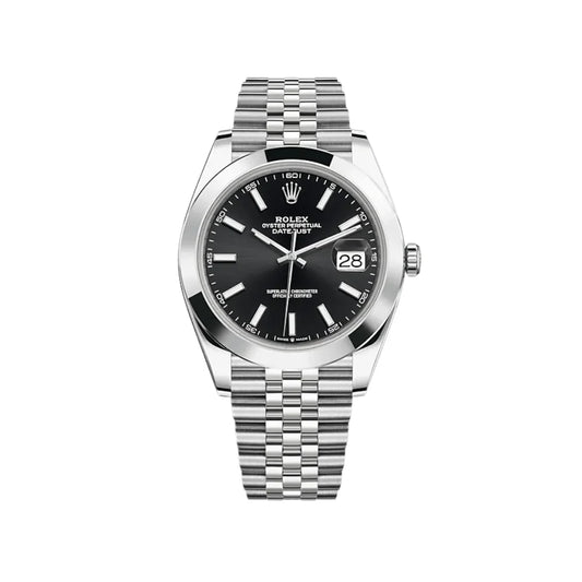 40mm Stainless Steel Three-Link Bracelet Black Dial- Luxury Watch