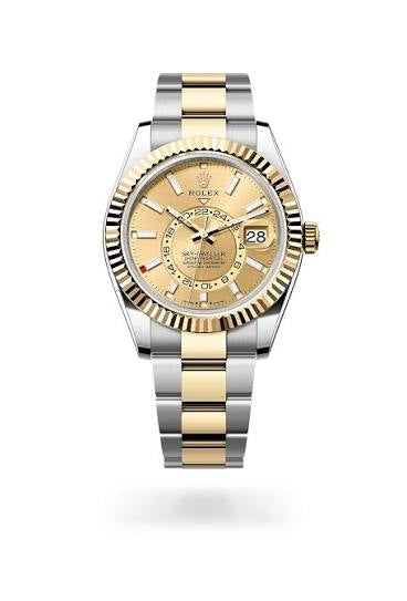 Stainless Steel & Yellow Gold Three-Link Bracelet (Champagne Dial) - Luxury Watch