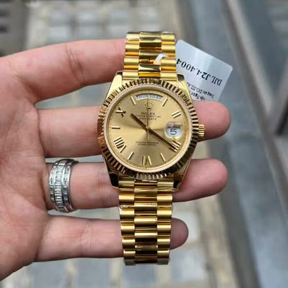 Yellow Gold Day Week Champagne Roman Numerals Dial - Luxury Watch
