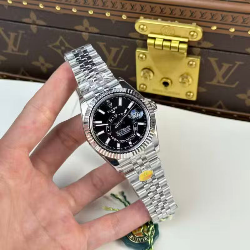 Stainless Steel Multi-Link (Black Dial) - Luxury Watch