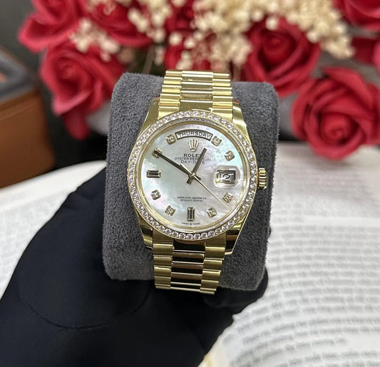 Yellow Gold Day Week 36 Shiny White Dial - Luxury Watch