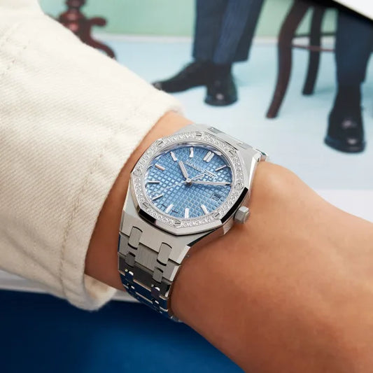 Octagon Stainless Steel Diamond Bezel ( Blue Dial) - Luxury Watch