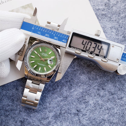 41mm Stainless Steel Green Dial Three-Link Bracelet - Luxury Watch