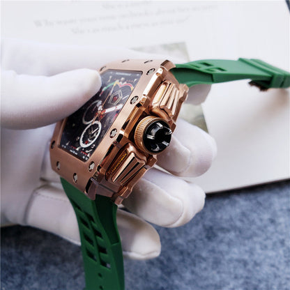 Carbon Sports Watch Rubber Green and Bronze Dial- Luxury Watch
