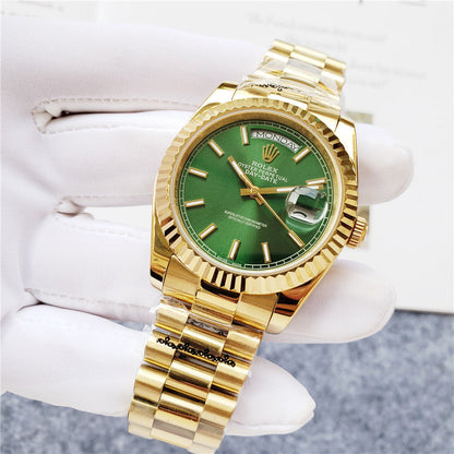 Day Week 40 Yellow Gold Green Dial - Luxury Watch