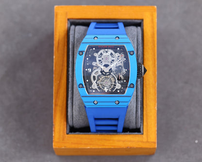 Carbon Sports Watch Blue Rubber Black Dial- Luxury Watch