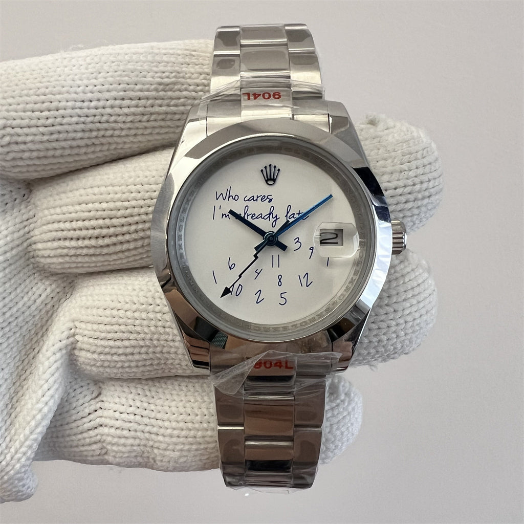 41mm Stainless Steel Multi-Link Bracelet White and Blue Dial- Luxury Watch