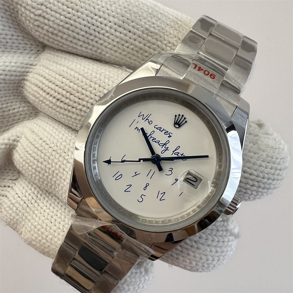 41mm Stainless Steel Multi-Link Bracelet White and Blue Dial- Luxury Watch
