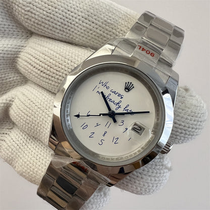 41mm Stainless Steel Multi-Link Bracelet White and Blue Dial- Luxury Watch