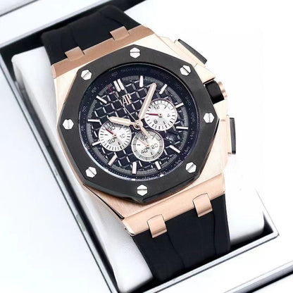 44mm Sport Watch Black Bronze Rubber Strap Black Dial- Luxury Watch