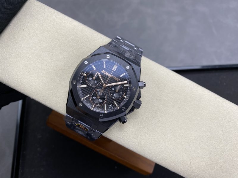 Octagon Chronograph Black Ceramic Black Dial Rose Gold
